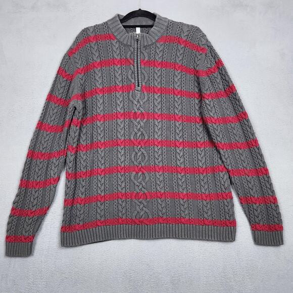 Hanna Andersson Sweater Mens Large Striped Cable Knit Pullover Wool Blend - Picture 1 of 15